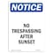 Signmission OSHA Notice Sign, 10" Height, Rigid Plastic, No Trespassing After Sunset Sign, Portrait OS-NS-P-710-V-14908 - alternate 1